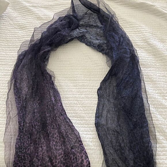NWT Coldwater Creek Purple & Black Cheetah Print Mist Scarf *VINTAGE* - OS - Picture 1 of 7
